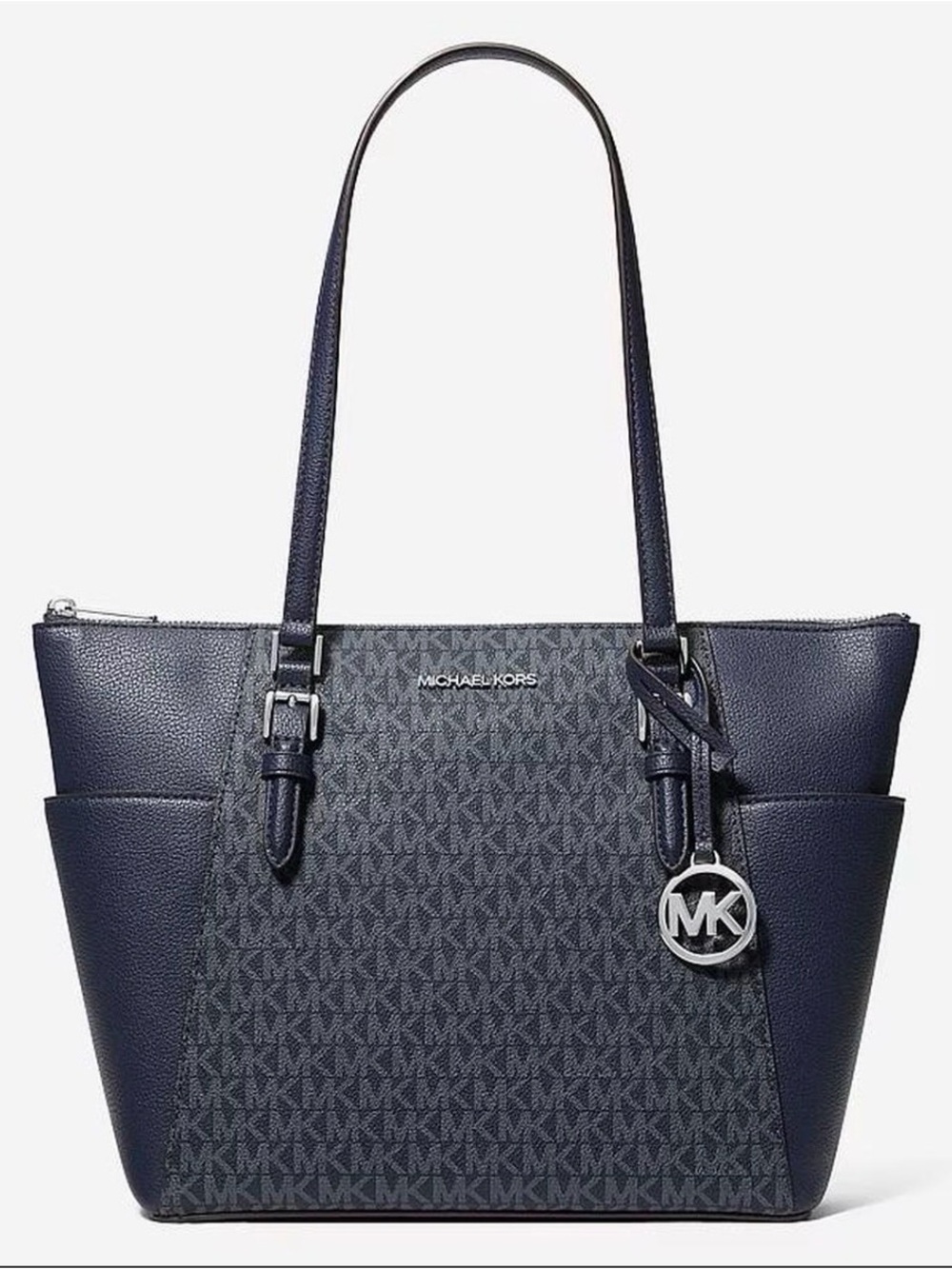 Michael Kors Navy and Dark Navy MK Logo Tote